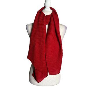 Anna & Ava Red Ribbed Knit Scarf Lightweight Polyester Wrap Soft Stretch NEW